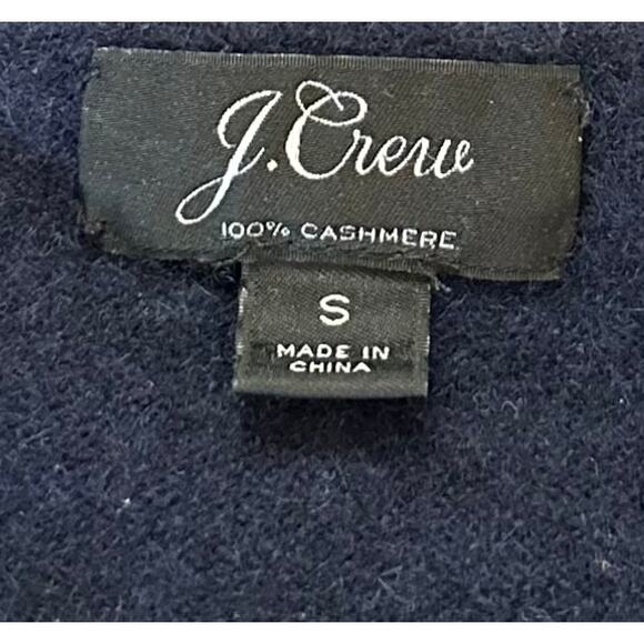 J. Crew Everyday Pure Cashmere Crewneck Sweater with Leopard Heart Blue Size S - Picture 10 of 12